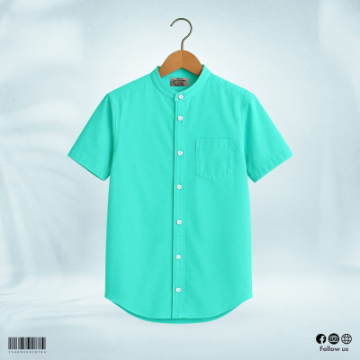 Oxford Cotton Half Sleeve Band Collar Shirt