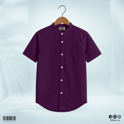 Oxford Cotton Half Sleeve Band Collar Shirt
