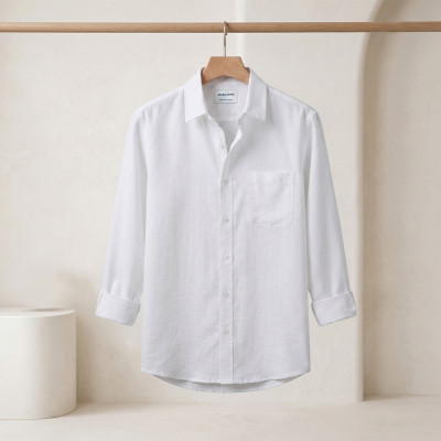 Long Sleeve Oxford Cotton Shirt-White