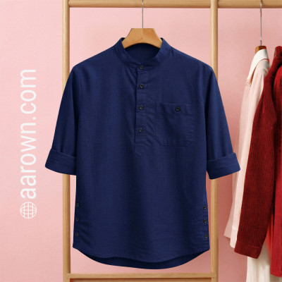 Soft Slub Cotton Full Sleeve Katua-Navy Blue