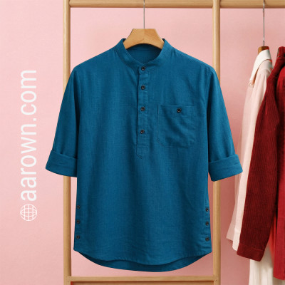 Soft Slub Cotton Full Sleeve Katua-Petrol