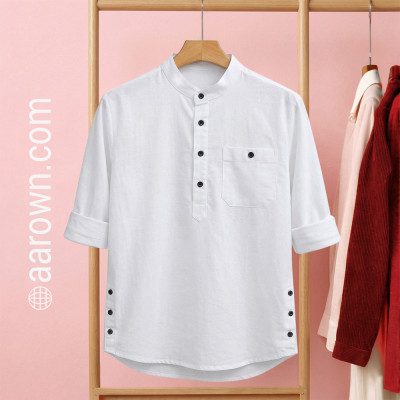 Soft Slub Cotton Full Sleeve Katua-White