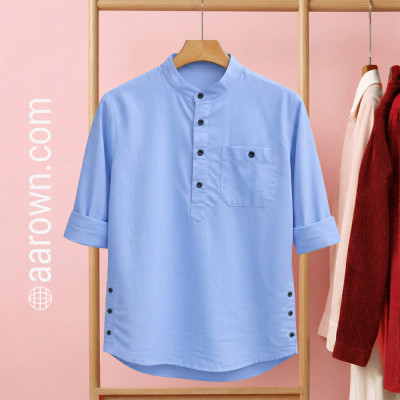 Soft Slub Cotton Full Sleeve Katua-Sky Blue